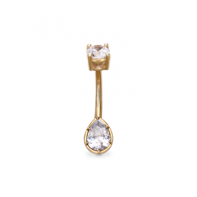 Pear Diamond Belly Piercing with Four-Prong Setting Head