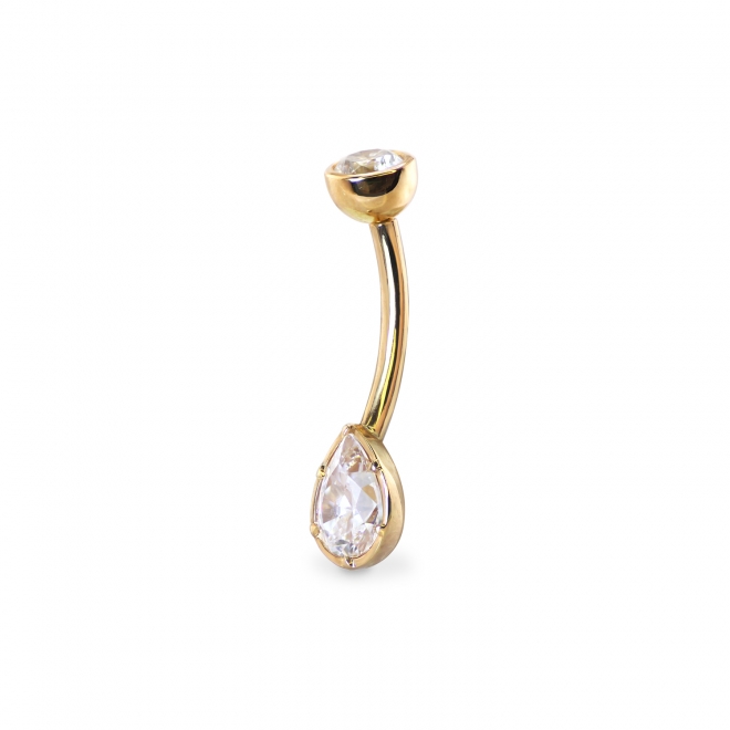 Pear Diamond Belly Piercing with Bezel Setting Head