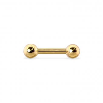 Gold Solid Straight Bar and 2 solid Balls