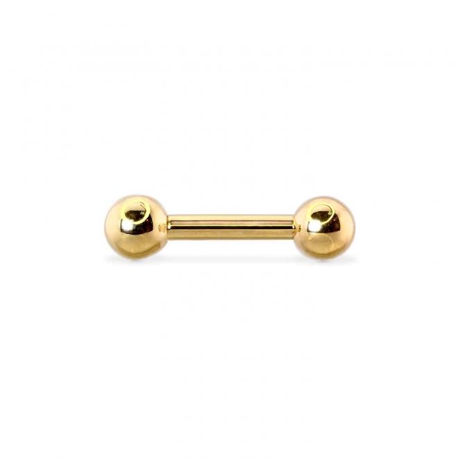 Gold Solid Straight Bar and 2 solid Balls