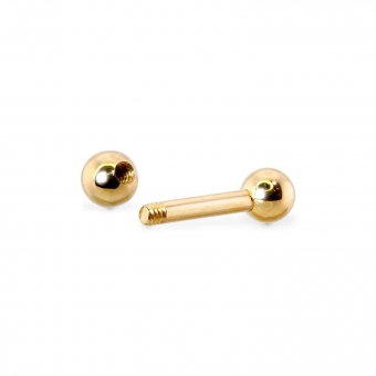 Gold Solid Straight Bar and 2 solid Balls