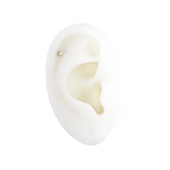 Gold Single Flat Back Helix with Gemstone