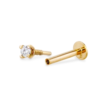 Four-Prong Flat-Back Helix Piercing with 2mm Solitaire Gemstone