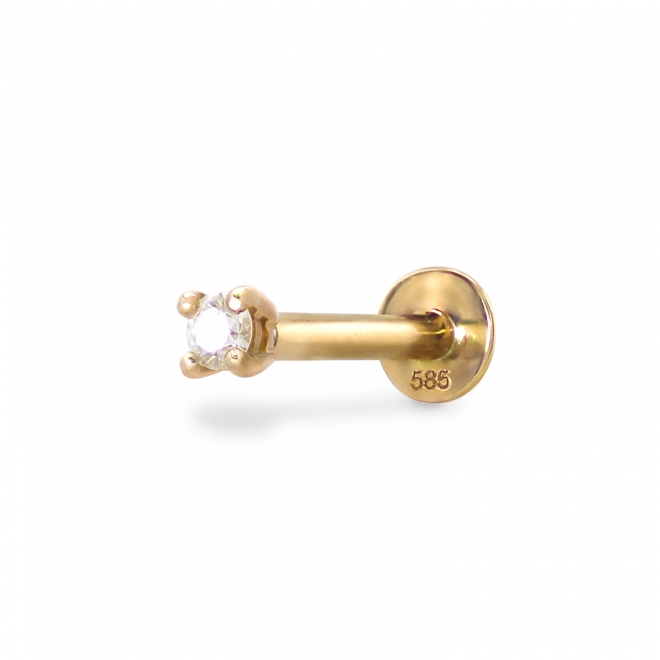 Four-Prong Helix Labret Head with 2mm Solitaire Gemstone