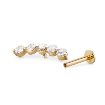 5 Stones Prongs Setting Flat Back Helix with Gemstones