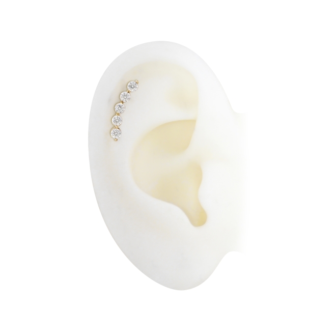 5 Stones Prongs Setting Flat Back Helix with Gemstones