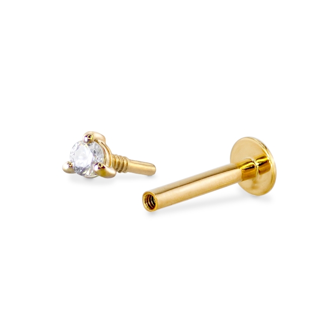 Solitaire Round Gemstone Three Prongs Setting Flat Back Helix