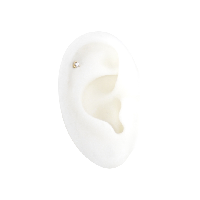 Solitaire Round Gemstone Three Prongs Setting Flat Back Helix