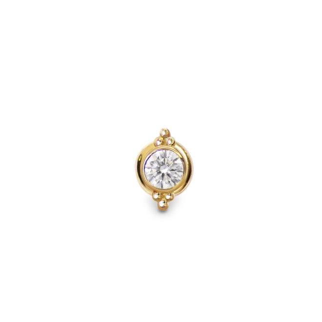 Solitaire Round Gemstone Bezel Setting with Small Sphere Flat Back Helix