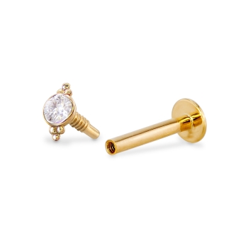 Solitaire Round Gemstone Bezel Setting with Small Sphere Flat Back Helix