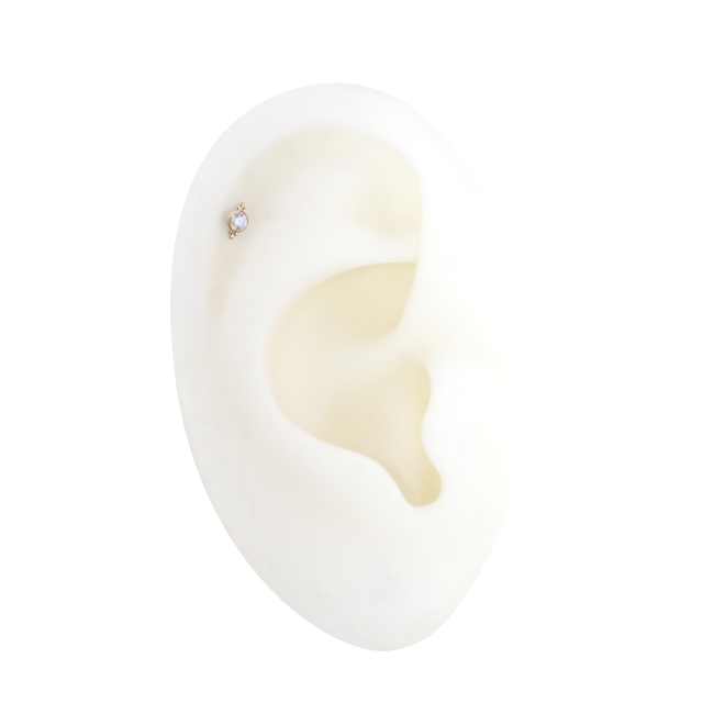 Solitaire Round Gemstone Bezel Setting with Small Sphere Flat Back Helix