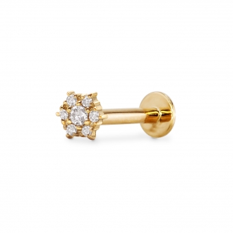Solid Gold Hexagon Flat Back Helix with 7 Gemstones