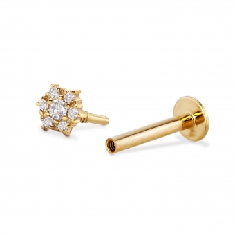 Solid Gold Hexagon Flat Back Helix with 7 Gemstones