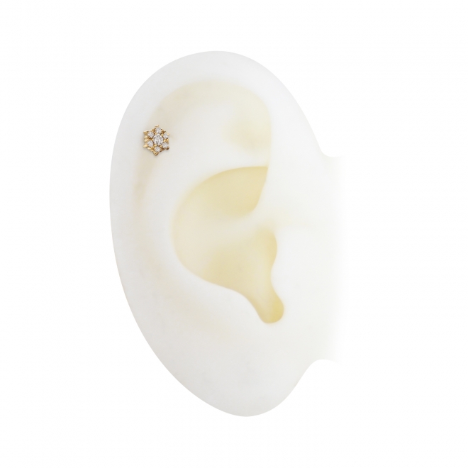 Solid Gold Hexagon Flat Back Helix with 7 Gemstones