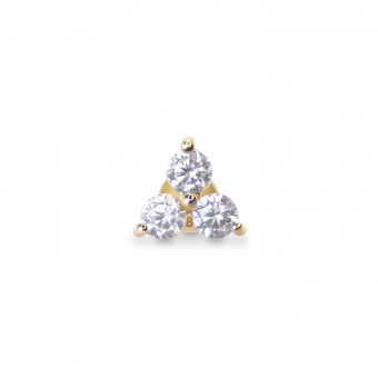 Large Three Petal Flower Flat Back Helix with Gemstones