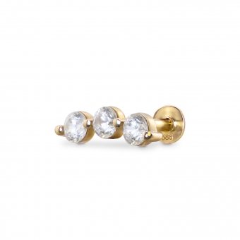 Three Stones Line Flat-Back Helix with Gemstones