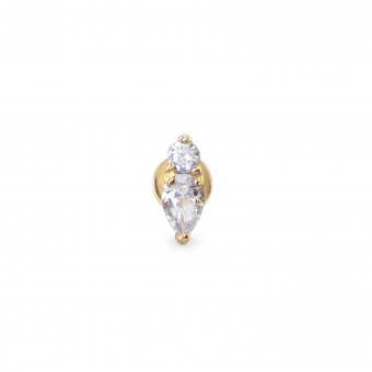 Solid Gold Flat-Back Helix with Pear Shape Gemstones