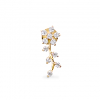 Flower Long Tail Flat-Back Helix Piercing with Gemstones