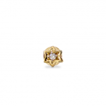 Flower with Solitaire Gemstone Center Flat-Back Helix Piercing