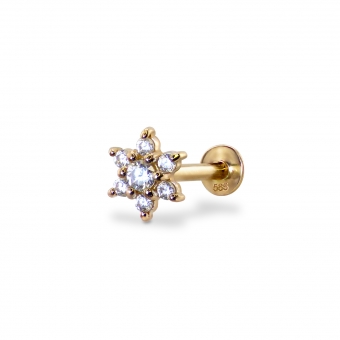 Snow Flex Flat-Back Helix Piercing with Precious Stones