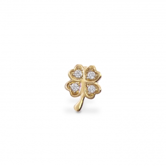 Lucky Leaf Flat-Back Helix Piercing with Gemstones