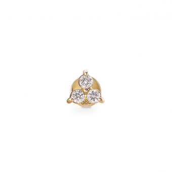 Three Petal Flower Flat-Back Helix Piercing with Gemstones