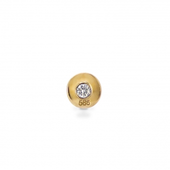 Solitaire Round Gemstone Bezel Setting Flat-Back Helix Piercing
