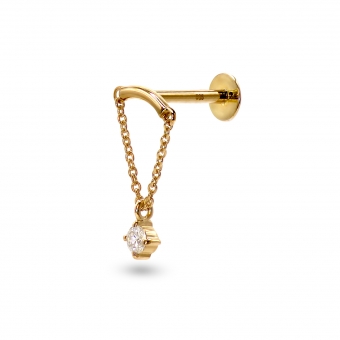 Gold Curve Bar with Hanging Gemstone Flat Back Helix