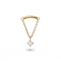 Gold Curve Bar with Hanging Gemstone Flat Back Helix