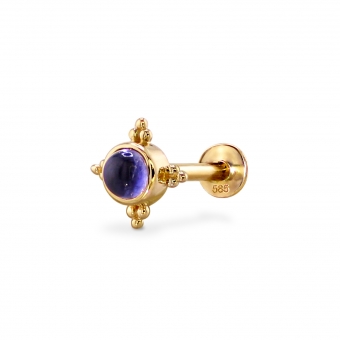 Cabochon Gemstone Bezel Setting Flat-Back Helix Piercing
