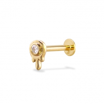 Gold Round Melting Flat-Back Helix with 2mm Diamond