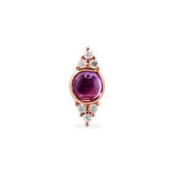 Cabochon Gemstone Bezel Setting and Diamonds Flat-Back Helix Piercing