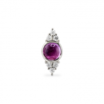 Cabochon Gemstone Bezel Setting and Diamonds Flat-Back Helix Piercing