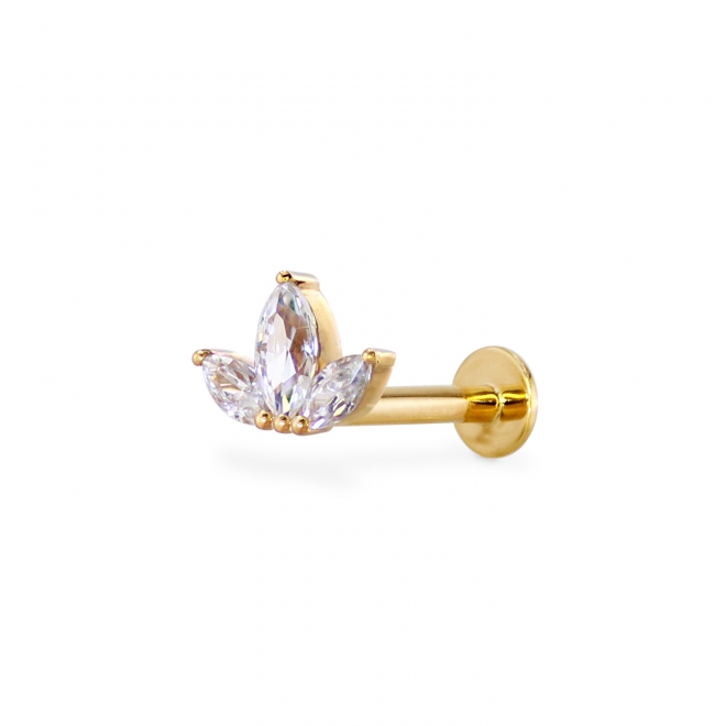 Three Leaf Marquise Diamonds Flat-Back Helix Three Leaf Marquise Diamonds Flat-Back Helix