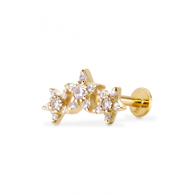 Three Diamonds Gold Stars Flat-Back Helix Three Diamonds Gold Stars Flat-Back Helix