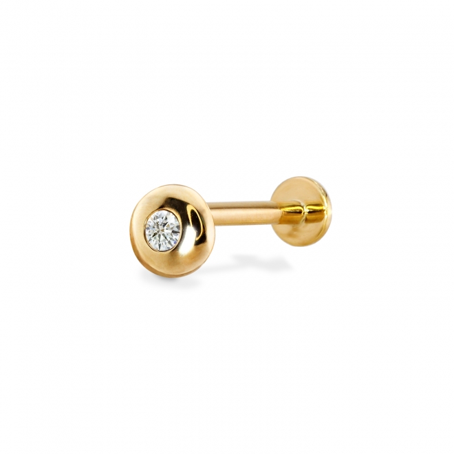 Round Diamond Gold Button Flat-Back Helix