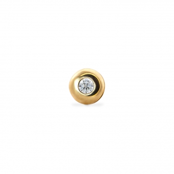 Round Diamond Gold Button Flat-Back Helix