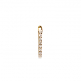 Solid Gold Oval Huggie with 8 Diamonds (Sold By Piece)