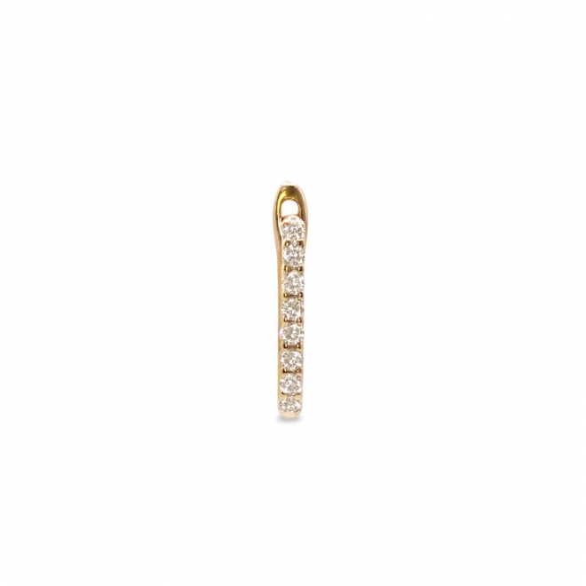 Solid Gold Oval Huggie with 8 Diamonds (Sold By Piece)