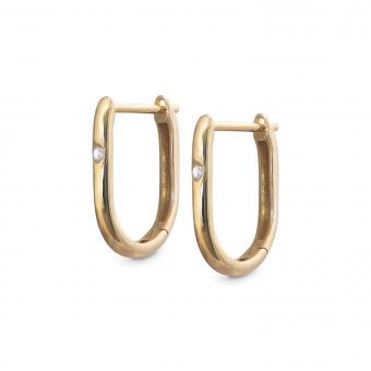 Solitaire Stone In Pressure Setting Huggie Earring With Gemstones