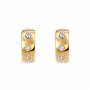 Thick Gold Huggie Earrings with 3 Diamonds