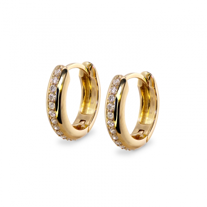 Curve Huggie Earrings with Natural Diamonds
