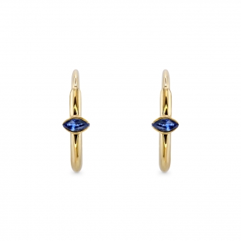 Half-Bezel Marquise Huggie Earring