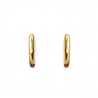 Solid Gold Charm Holder Huggie Earrings