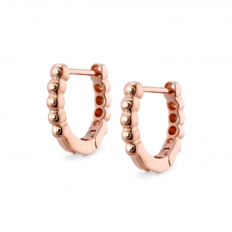 Solid Gold Bead Charm Holder Huggie Earrings