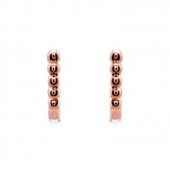 Solid Gold Bead Charm Holder Huggie Earrings