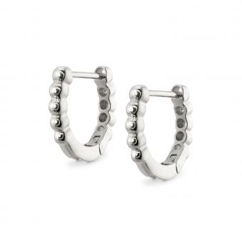 Solid Gold Bead Charm Holder Huggie Earrings