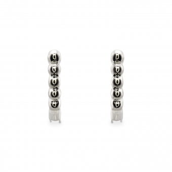 Solid Gold Bead Charm Holder Huggie Earrings