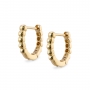 Solid Gold Bead Charm Holder Huggie Earrings