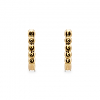 Solid Gold Bead Charm Holder Huggie Earrings